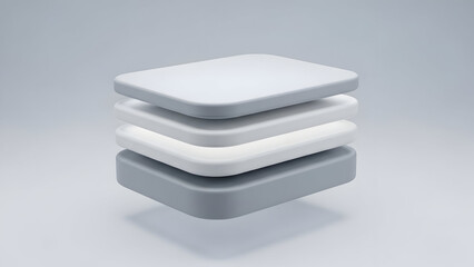 Stack of White and Grey Square Trays.