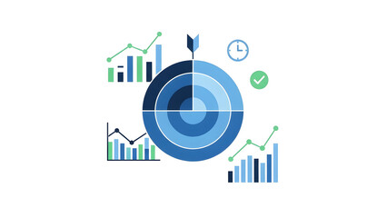 Target with Arrow and Business Graphs.