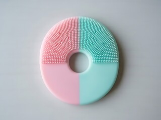 Two-toned cleansing pad with bristles and central opening for skin care