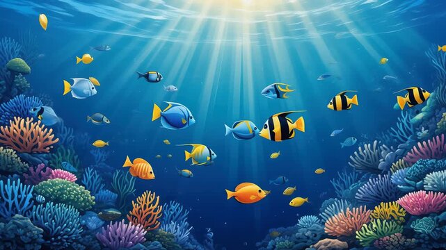 Explore a stunning underwater paradise filled with vibrant coral reefs and colorful tropical fish