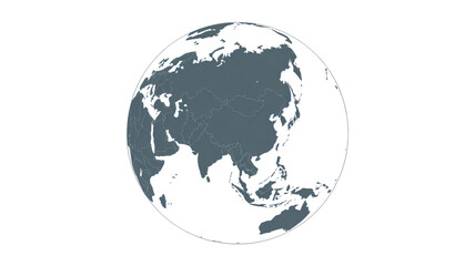 Obraz premium Globe with Asia Focus in Dark Gray Tones on White Background for Global Awareness