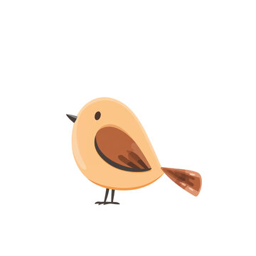 Cute cartoon bird illustration with simple design on transparent background