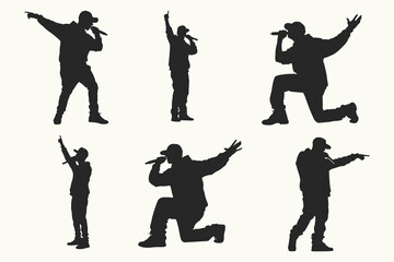 Male Singer silhouette set vector illustration. sign, mascot, avatar, or any design you want. Easy to use. Eps 10