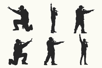 Male Singer silhouette set vector illustration. sign, mascot, avatar, or any design you want. Easy to use. Eps 10
