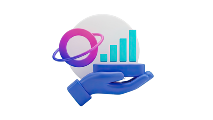 3D Hand Holding Growth Chart and Orbiting Ring