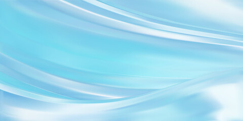 Naklejka premium Abstract light blue gradient background. Minimalistic subtle wavy blue silk texture with a smooth, flowing fabric design. 3D vector illustration.