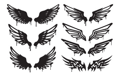 Obraz premium Black Silhouette Wing Vector Collection