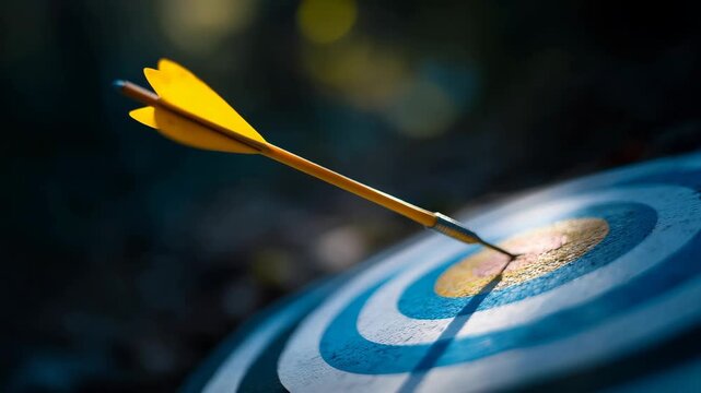 Dynamic video of an arrow striking a target, showcasing precision and focus in a natural setting