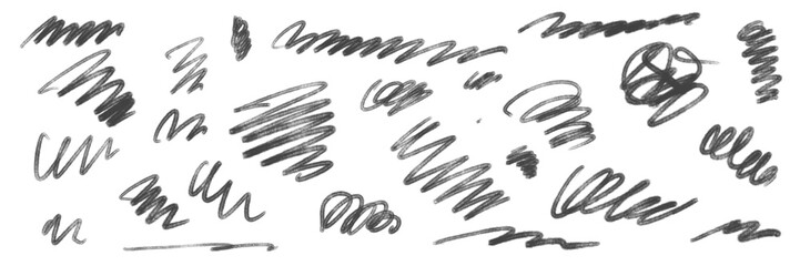 Fototapeta premium Abstract Hand Drawn Brush Strokes Set Isolated on Transparent Background