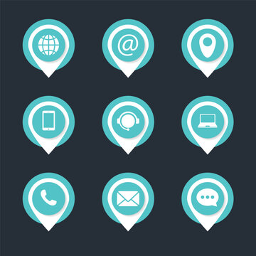 Contact us buttons set. Collection of Connect Icons.Contact us icon set.Contact and Communication Icons. Set of Communication icon.
