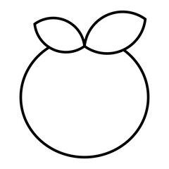 Mandarin orange fruit outline icon with leaves isolated on transparent background.