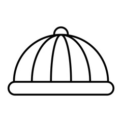 Cute Chinese New Year traditional hat icon, simple outline illustration isolated on transparent background.