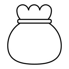Money bag sack outline icon, Chinese New Year wealth symbol isolated on transparent background.