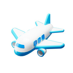 Naklejka premium 3D airplane flying in the sky, plastic aeroplane icon, isolated, PNG transparent background