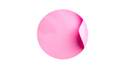 A pink sphere with a smooth curved crevice against a stark black background
