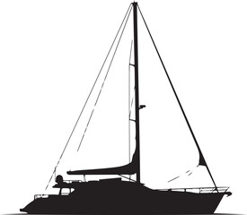 Sailboat with triangular sail on transparent background