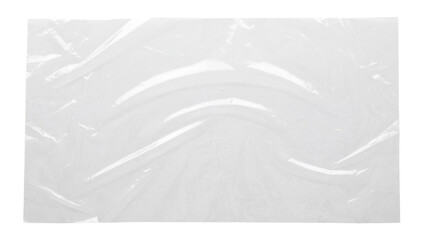 Transparent crumpled plastic texture isolated on white background