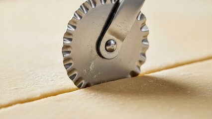 Pasta cutter slicing fresh dough, creating artisanal culinary delights