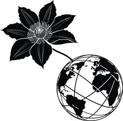 earth globe with flower