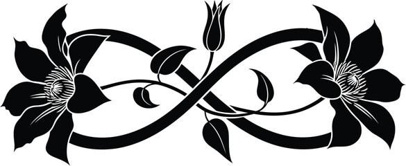 Minimal Black Floral Blossom Icon Vector on Transparent Background