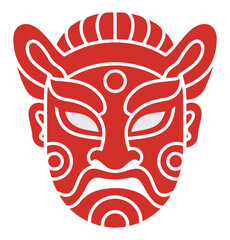 Obraz premium Red Chinese Opera Mask on White Background