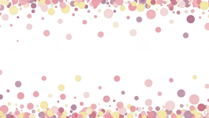 Colorful pink and yellow polka dots on transparent background for party decoration