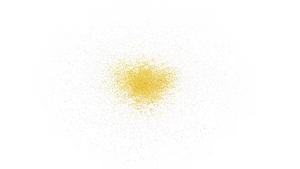 Golden yellow powder or dust on a white surface for design purposes isolated on transparent background