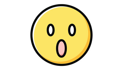 Fototapeta premium Astonished yellow emoji with open mouth and wide eyes expressing surprise and shock.