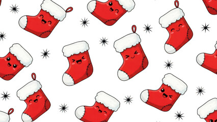Christmas stockings with stars on transparent background for holiday design