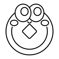 Cute cartoon Chinese lucky coin character with face outline icon isolated on transparent background.