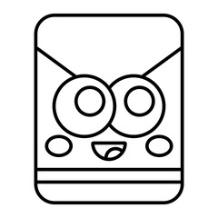 Cute cartoon red envelope hongbao character outline icon isolated on transparent background.