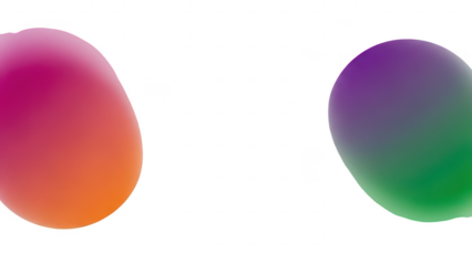 Colorful gradient spheres isolated on transparent background