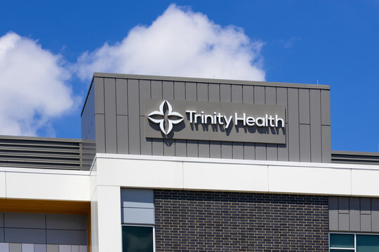 Trinity Health sign board, is an American Non profit Catholic health care system in Livonia, Michigan