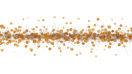 A vibrant sprinkling of orange and gold confetti particles isolated on transparent background for festive occasions and celebrations decorations