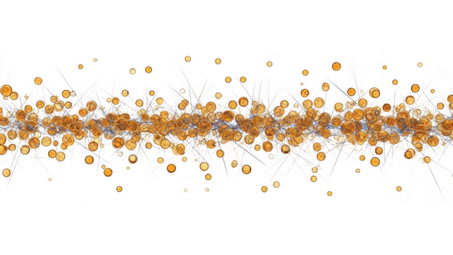 A vibrant sprinkling of orange and gold confetti particles isolated on transparent background for festive occasions and celebrations decorations - Powered by Adobe