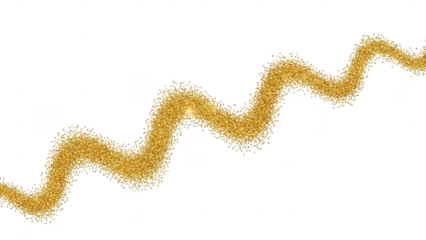 Wavy golden line on isolated transparent background for decorative design element