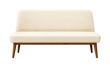 Minimal Cream Loveseat with Wooden Legs Isolated
