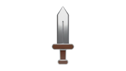 3D Render of a Silver Sword with Brown Handle