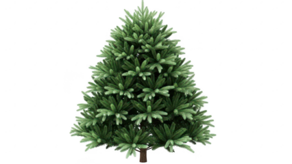 Artificial christmas tree with green leaves on transparent background isolated