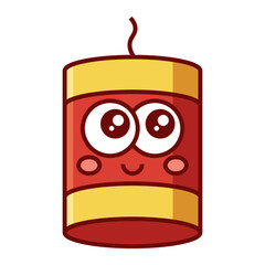 Cute red Chinese firecracker mascot icon for Lunar New Year celebration isolated on transparent background.