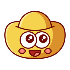 Cute golden Chinese straw hat mascot icon, Lunar New Year cartoon headwear isolated on transparent background.
