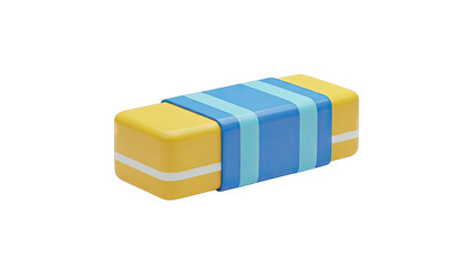 Obraz premium 3D Rendering of a Yellow and Blue Eraser with White Stripes