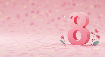 International women's day celebration with pink number 8
