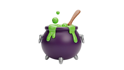 Halloween Witch's Cauldron with Bubbling Green Potion