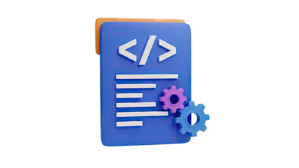 3D Icon of Code Document with Gears