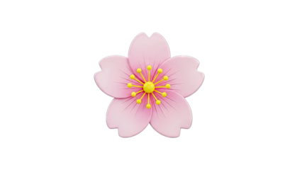 3D Render of a Pink Cherry Blossom Flower