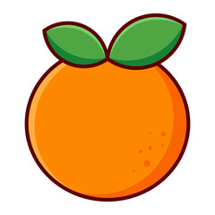Orange fruit with green leaves icon isolated on transparent background.