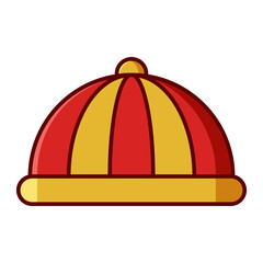 Traditional Chinese New Year hat icon, red and gold festive headwear isolated on transparent background.