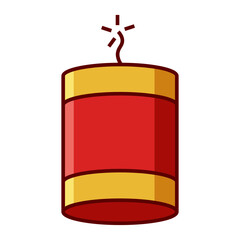 Chinese New Year firecracker with sparking fuse icon isolated on transparent background.