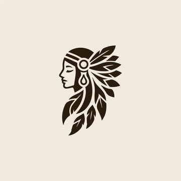 Indian Woman With Feathers Logo